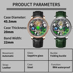PINDU P6631 product specifications — 45.5mm automatic sapphire crystal 50M waterproof 22mm strap folding buckle