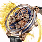 PINDU P6632 golden dragon dial rose gold case black leather strap automatic tourbillon watch dragon art lifestyle shot