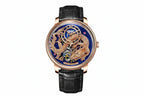 PINDU P6632 golden dragon dial rose gold case blue glitter dial black leather strap men's automatic tourbillon watch front view