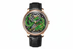 PINDU P6632 green dragon dial rose gold case dark skeleton dial black leather strap men's automatic tourbillon watch front view