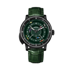 PINDU P6652 horse racing series black PVD case green leather strap green dial