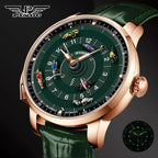 PINDU P6652 horse racing dial close-up 3D horse figurines luminous green rose gold