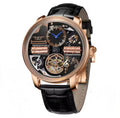PINDU P6655 Godfather Classic Series silver case brown leather strap side view