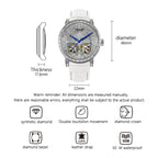 PINDU P6656 watch specifications: 46mm case diameter, 17.6mm thickness, 22mm leather strap, double tourbillon, 50m waterproof