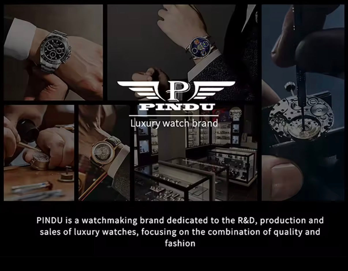 PINDU P6669 square automatic watch on wrist side profile full diamond pave case and bracelet sparkling dial Roman numerals geometric square case thickness detail