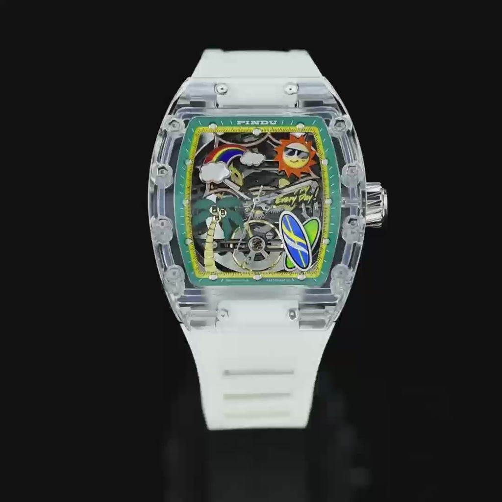 PINDU P6633 Tonneau Summer Beach Glowing Men's Watch