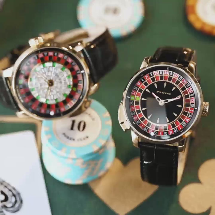 PINDU P6628 Button Rotating Red Diamond Dial Automatic Watch
